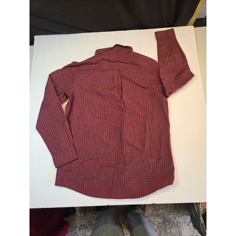 425 Chaps Men's L Red Plaid Button Up Shirt 60/40 Cotton Long Sleeve